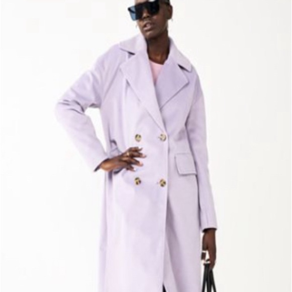 Chic Lilac Double-Breasted Coat